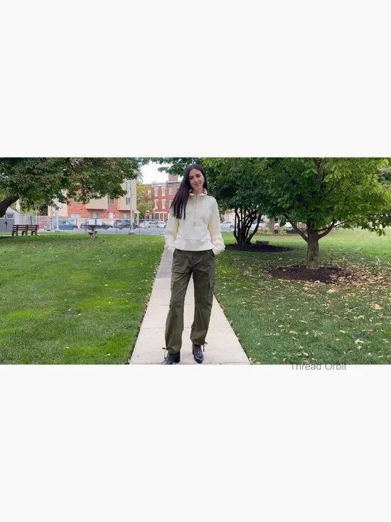 High Waisted Cargo Pants with 6 Pockets Stretchy Wide Leg Casual Pants - Picture 6 of 7